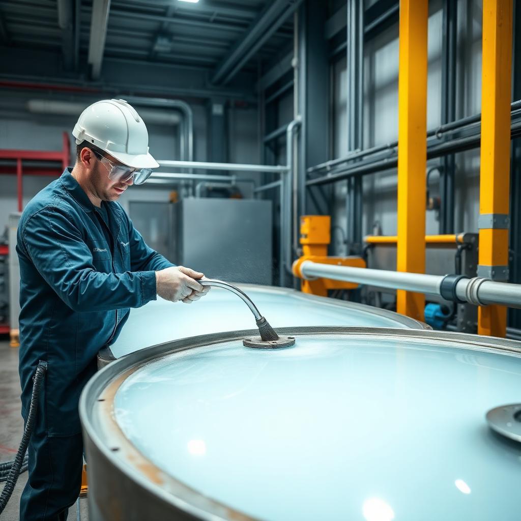 Reinigung eines Kühlschmierstoff-Tanks in der Industrie